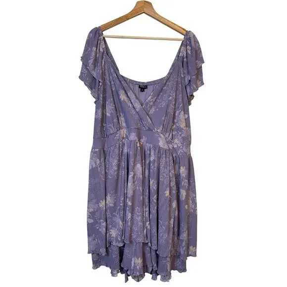 Torrid Double Flutter Sleeve Romper size 4X Floral Gauze Knit Whimsical Spring - Picture 4 of 13